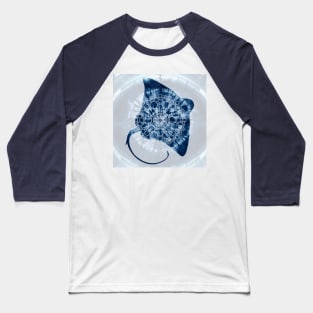 Manta Ray Mandala Indigo Blue Tie Dye Baseball T-Shirt